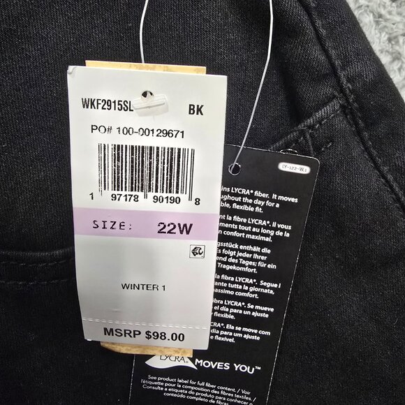 Democracy Itty Bitty Boot Black Jeans Women's Size 22W NWT Embellished Pockets - Picture 3 of 10